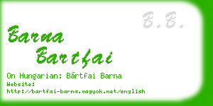 barna bartfai business card