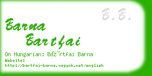 barna bartfai business card